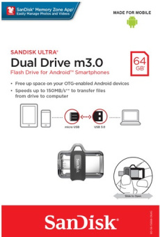 Флешка 64Gb SanDisk Ultra Dual USB3.1  (OTG micro-USB)