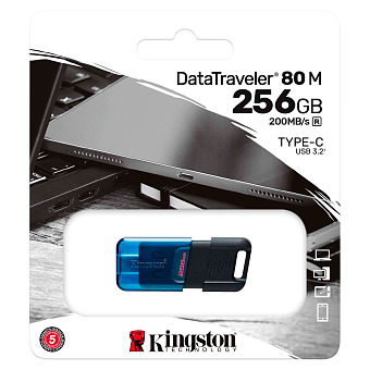 Флешка 256Gb Kingston DataTraveler 80 M USB-C, черный