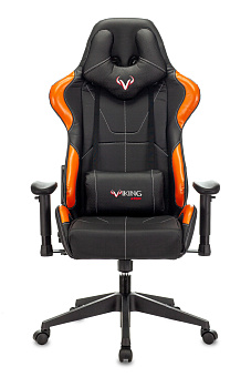 Кресло Zombie VIKING 5 AERO (эко.кожа, мех. качания, крест. пластик, до 120 кг) Черно-оранжевый