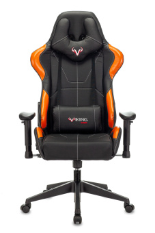 Кресло Zombie VIKING 5 AERO (эко.кожа, мех. качания, крест. пластик, до 120 кг) Черно-оранжевый