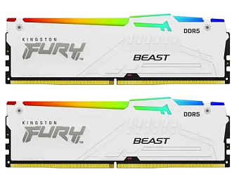 Модуль памяти DDR5 32Gb 5200MHz Kingston Fury Beast White RGB EXPO CL36 (Kit of 2)