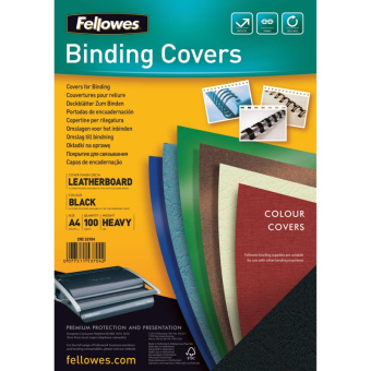Обложка для переплёта Fellowes A4 Delta (тиснение под кожу, 250 гр/м., 100 шт) черная