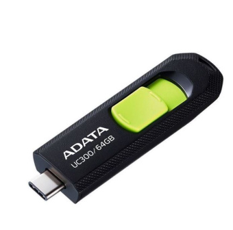 Флешка 64Gb ADATA UC300, USB 3.2 TypeC, черный/зеленый