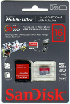 Карта памяти microSD 32Gb SanDiSk Ultra microSDHC CLASS 10 + SD адаптер