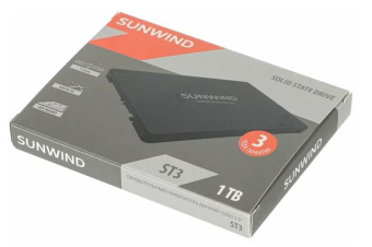 Накопитель SSD SATA 1Tb SunWind ST3 SWSSD001TS2T (TLC, 500/450 Мбайт/сек)