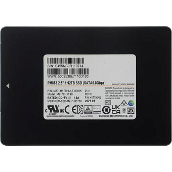Накопитель SSD SATA 1.92Tb Samsung PM883 (TLC, 550/520 Мбайт/сек)