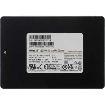 Накопитель SSD SATA 1.92Tb Samsung PM883 (TLC, 550/520 Мбайт/сек)