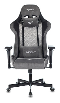 Кресло Zombie VIKING 7 KNIGHT Fabric (текстиль/эко.кожа, мех. качания, крест. металл, до 120 кг) Серый