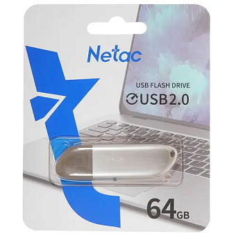 Флешка 64Gb Netac U352 USB2.0 с колпачком, металлическая