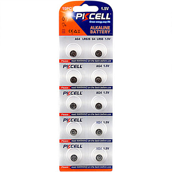 Элемент питания LR66 (AG4, LR626, G4), 10шт, PKCELL AG4-10B Alkaline