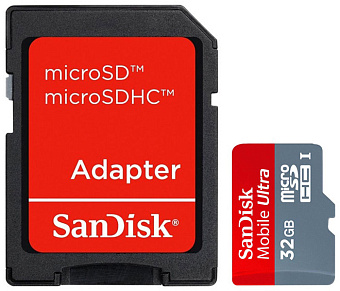 Карта памяти microSD 32Gb SanDiSk Ultra microSDHC CLASS 10 + SD адаптер