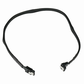 Кабель интерфейсный SATA  50см, Cablexpert, угловой, защелка, оплетка, черный