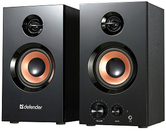 Акустическая система Defender Aurora S20 (2x10W, 3.5mm для подключения наушников, дерево) black