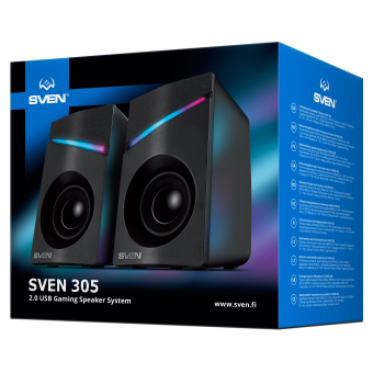 Акустическая система SVEN 305 (2x3W, RGB подсветка, USB) Black