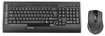 Комплект беспроводной (клавиатура+мышь) A4Tech 9300F Wireless Black