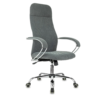 Кресло Бюрократ CH-610SL Fabric (ткань, мех. качания, крест. металл хром, до 120 кг) Темно-серый