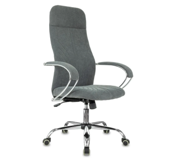 Кресло Бюрократ CH-610SL Fabric (ткань, мех. качания, крест. металл хром, до 120 кг) Темно-серый