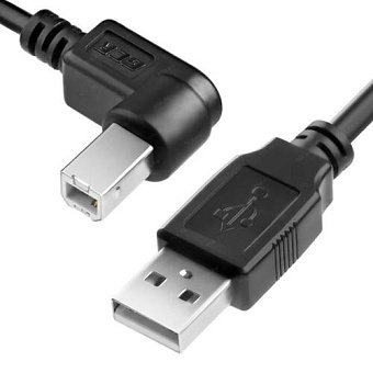 Кабель USB2.0 Am < - > Bm  1.0м, угловой, армирование, морозостойкий