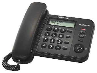 Телефон проводной Panasonic KX-TS 2356 RUB (АОН, черный)