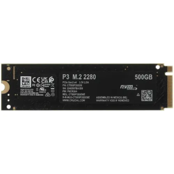 Накопитель SSD M.2 500Gb Crucial P3 Plus (PCI-E 4.0 x4, 4700/1900 Мбайт/сек)