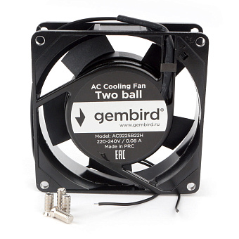 Вентилятор для корпуса 92mm Gembird AC9225B22H (2-pin, 92x92x25мм, AC, 220 B, подшипник, провод 30 см)
