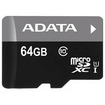 Карта памяти microSD 64Gb ADATA Premier microSDXC CLASS 10 UHS-I + адаптер SD