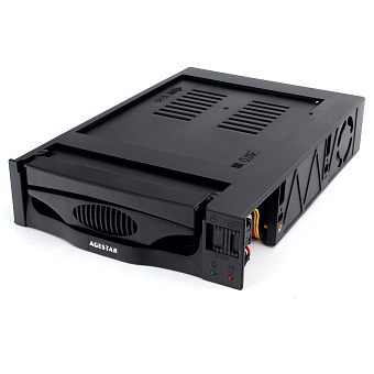 Мобильное шасси SATA 5.25" AgeStar SR3P-SW-2F (1*SATA 3.5", 1*вентилятор, пластик) Black