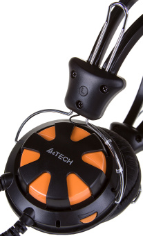 Наушники проводные A4Tech HS-28 (микрофон, 20 - 20 000 Гц, 105 дБ, 1.8м) черный-оранжевый