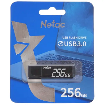 Флешка 256Gb Netac U351 USB3.0 с колпачком, металлическая, чёрный