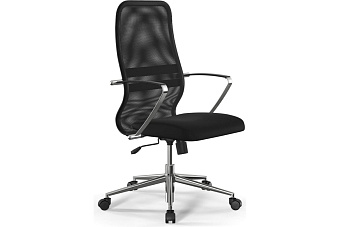 Кресло МЕТТА ErgoLife Sit 8 B2-8K - Mesh(X1)+UMF(X1) (сетка/ткань, зеркальный хром) Черный