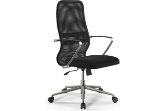 Кресло МЕТТА ErgoLife Sit 8 B2-8K - Mesh(X1)+UMF(X1) (сетка/ткань, зеркальный хром) Черный