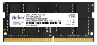 Модуль памяти SODIMM DDR4 4Gb PC4-21300 2666MHz Netac