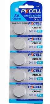 Элемент питания CR2032, 3V, 5шт, PKCELL CR2032-5B (литиевый)