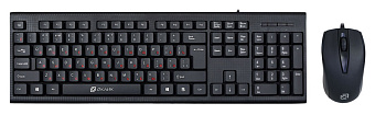 Комплект проводной (клавиатура+мышь) OKLICK 630M (красные буквы кириллицы) USB Black