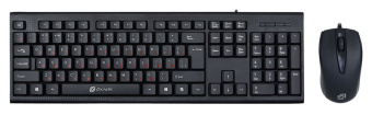 Комплект проводной (клавиатура+мышь) OKLICK 630M (красные буквы кириллицы) USB Black